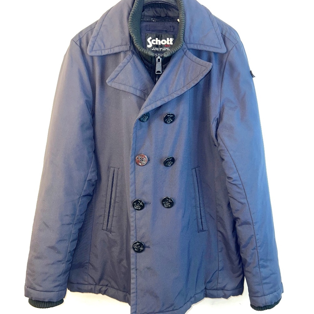 SCHOTT Bros - Vintage Peacoat - 2 in 1 Collar Lined Coat- Navy XL - 80% OFF SALE